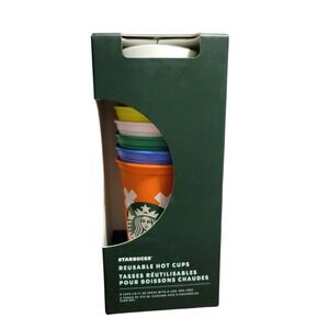 STARBUCKS Summer 2021 REUSABLE HOT CUP Coffee 6 PACK SET 16oz ABSTRACT Limited